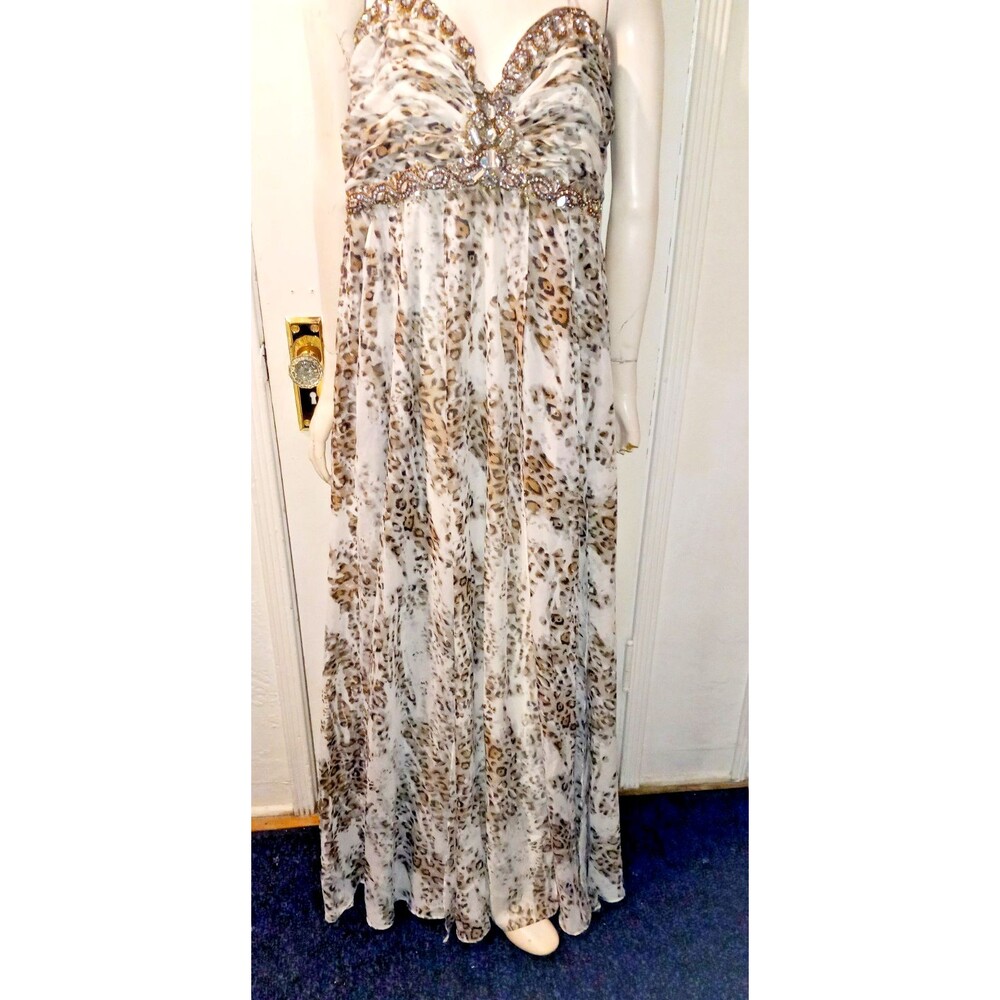 Cindy Leopard Print With Bling Formal Dress XXL